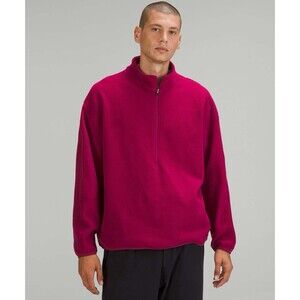 Lululemon Fleece Men's XL Oversized-Fit Half Zip Pullover Sweatshirt Pomegranate